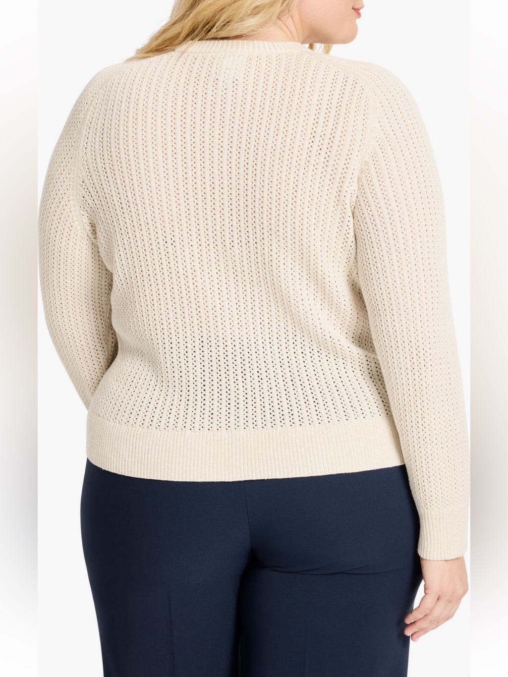 Nic+Zoe Open-Knit Button Cardigan Cream W/ Subtle Metallic Threads 1x Nwt — image 3 of 8